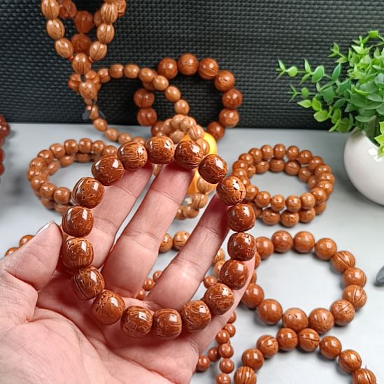 桃核手串铁籽密纹红魔桶珠13