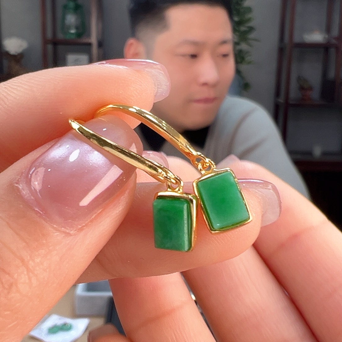 翡翠耳饰银S925镶嵌耳环10