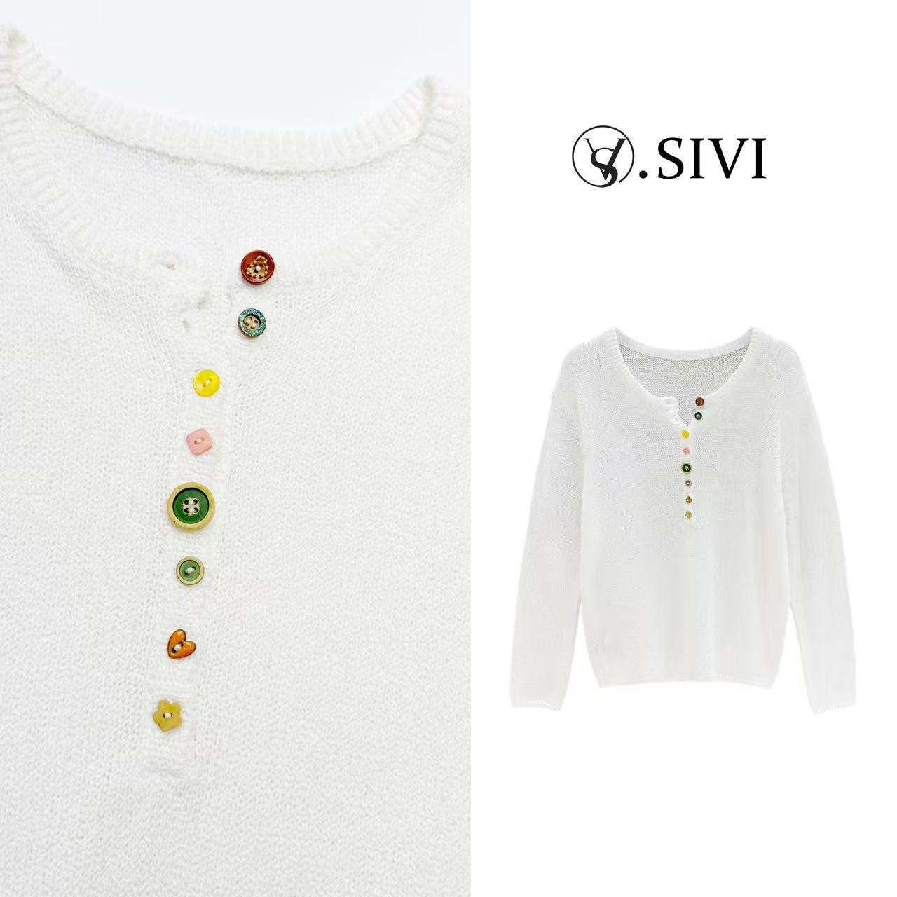 熙薇【群莺乱飞】2025春季新款时尚气质长袖套头毛衣H1312