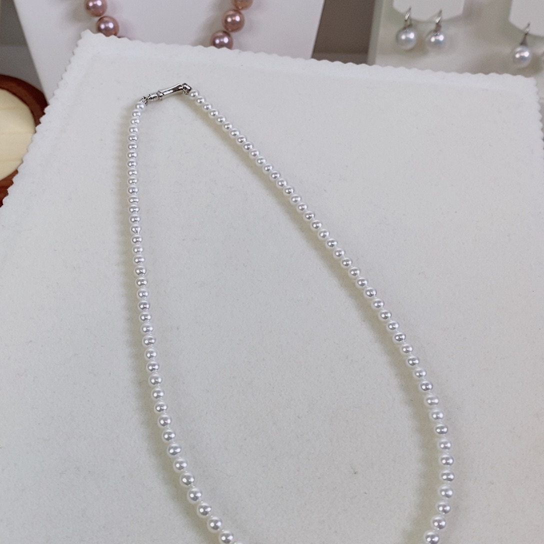 淡水珍珠项链银S925镶嵌4-4.5