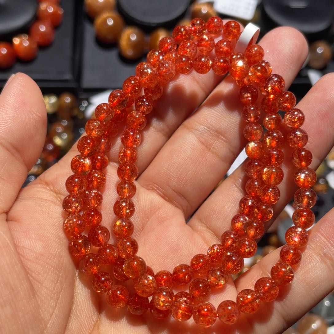 长石手链未镶嵌乐*茶金太阳多圈手链5mm左右