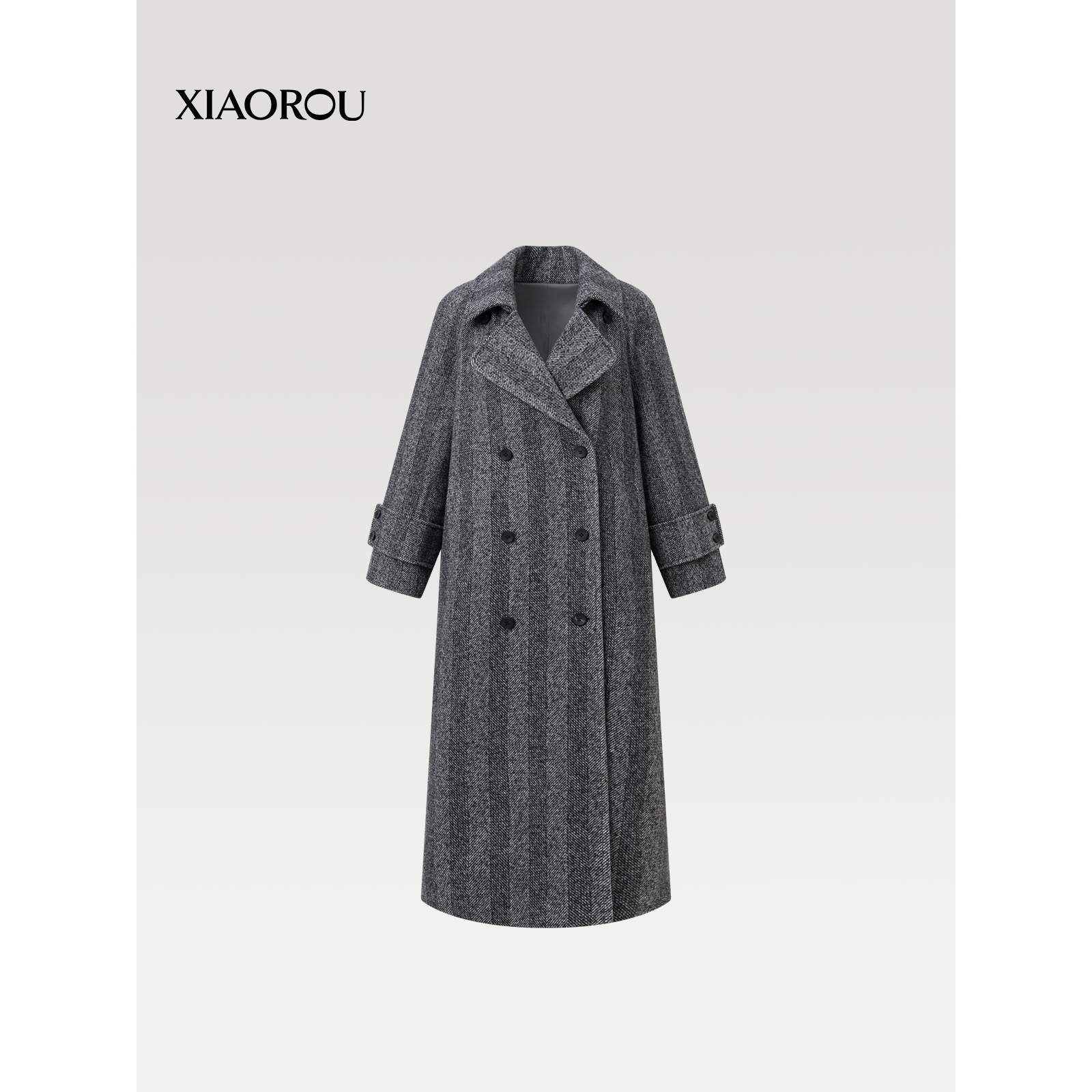XIAOROU/小柔WZ5172意大利Italian进口clean fit人字纹羊绒大衣