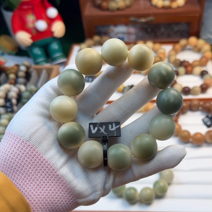 菩提根/象牙果手串卡20.5圆珠干磨微瑕