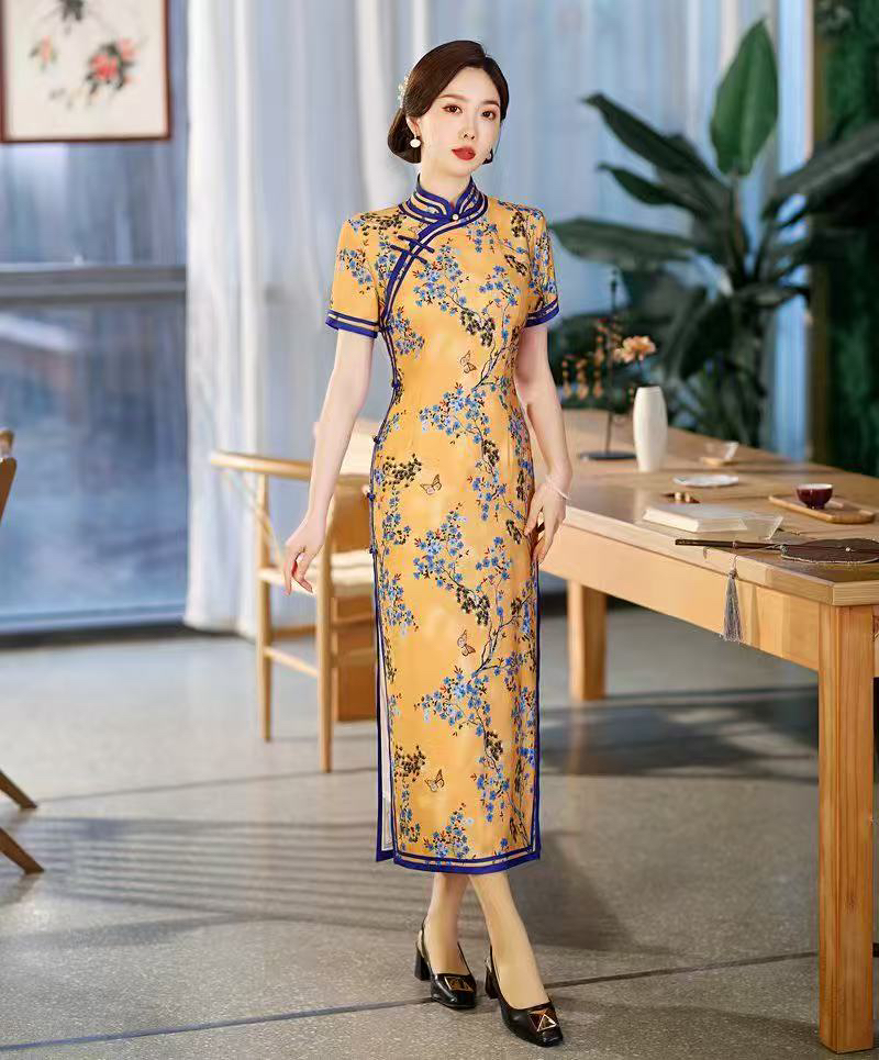 【513】125cm长款气质高端重工送考旗袍