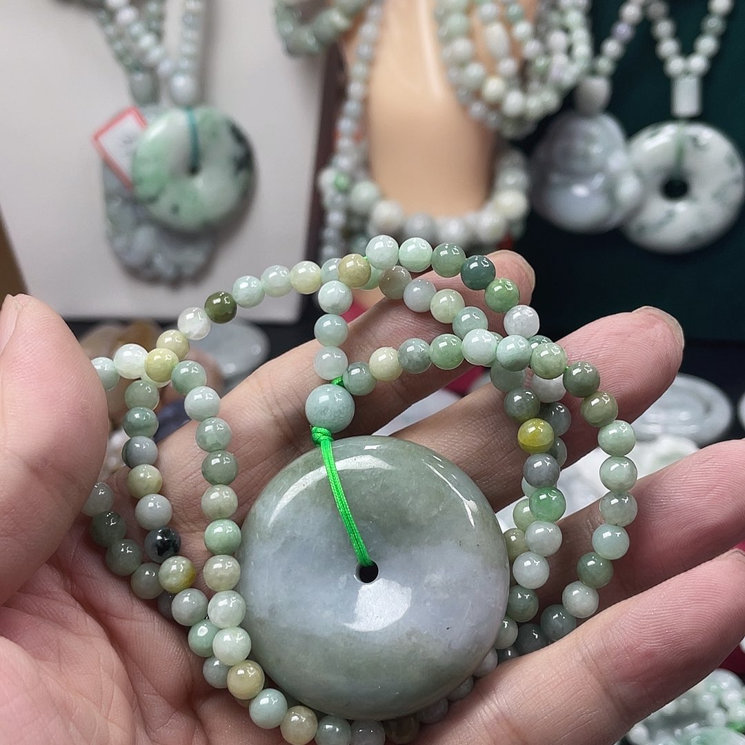 翡翠未镶嵌颈饰毛衣链