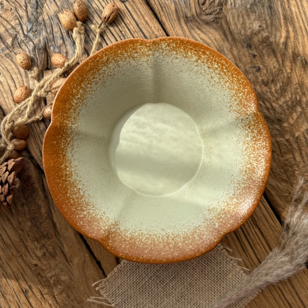 秋荷花朵面碗汤碗沙拉碗复古风釉下彩手作花朵碗