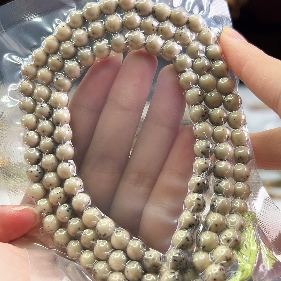 星月菩提手串Fqh7mm小龙蛋 大留白 绿背颗粒星