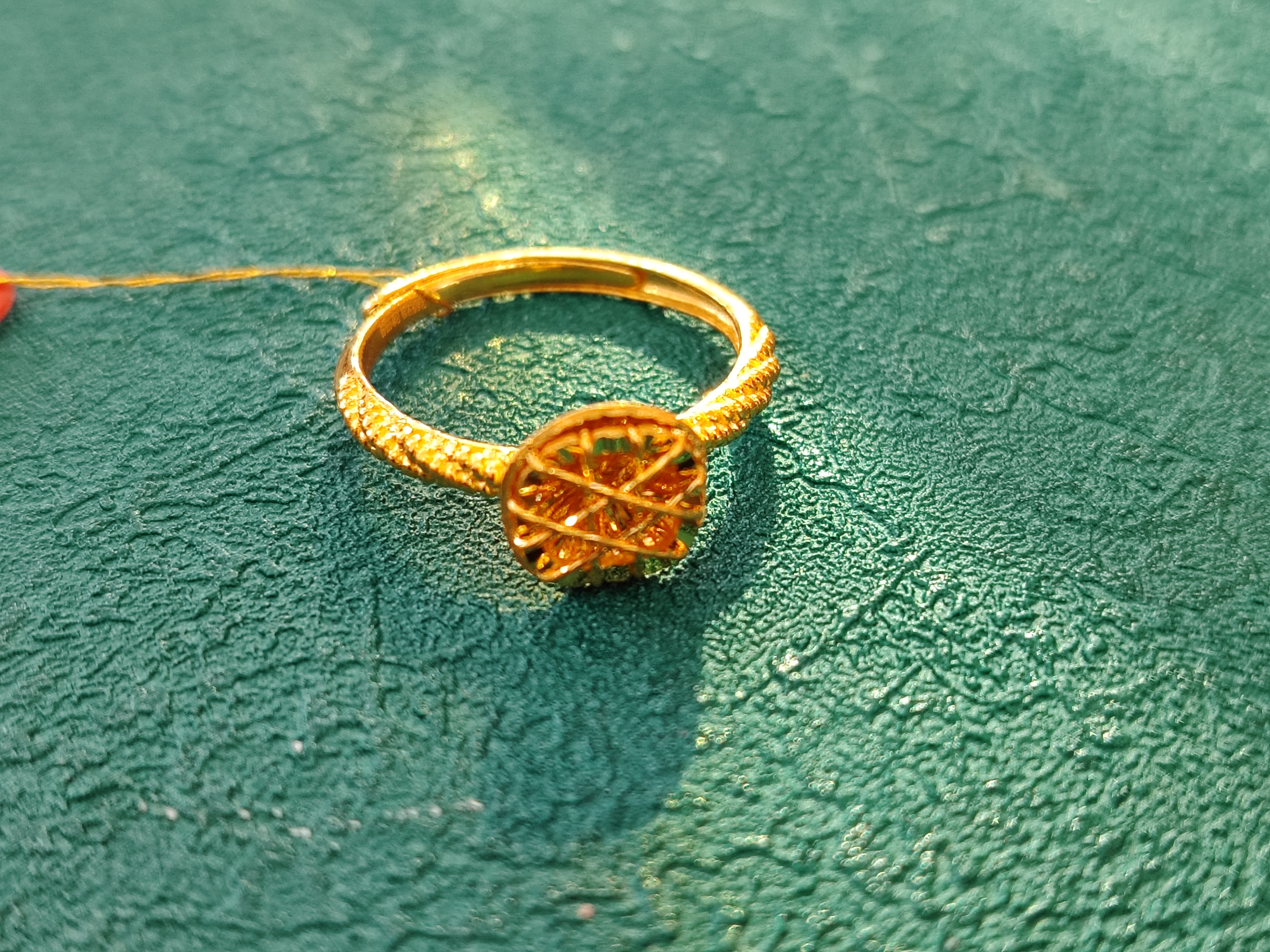 足金999.99拉丝方糖戒指女士精致可调节活口戒指