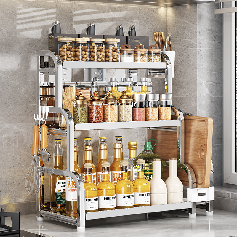 盛世专属 厨房调味品置物架台面筷子刀架多功能调料不锈钢置物架