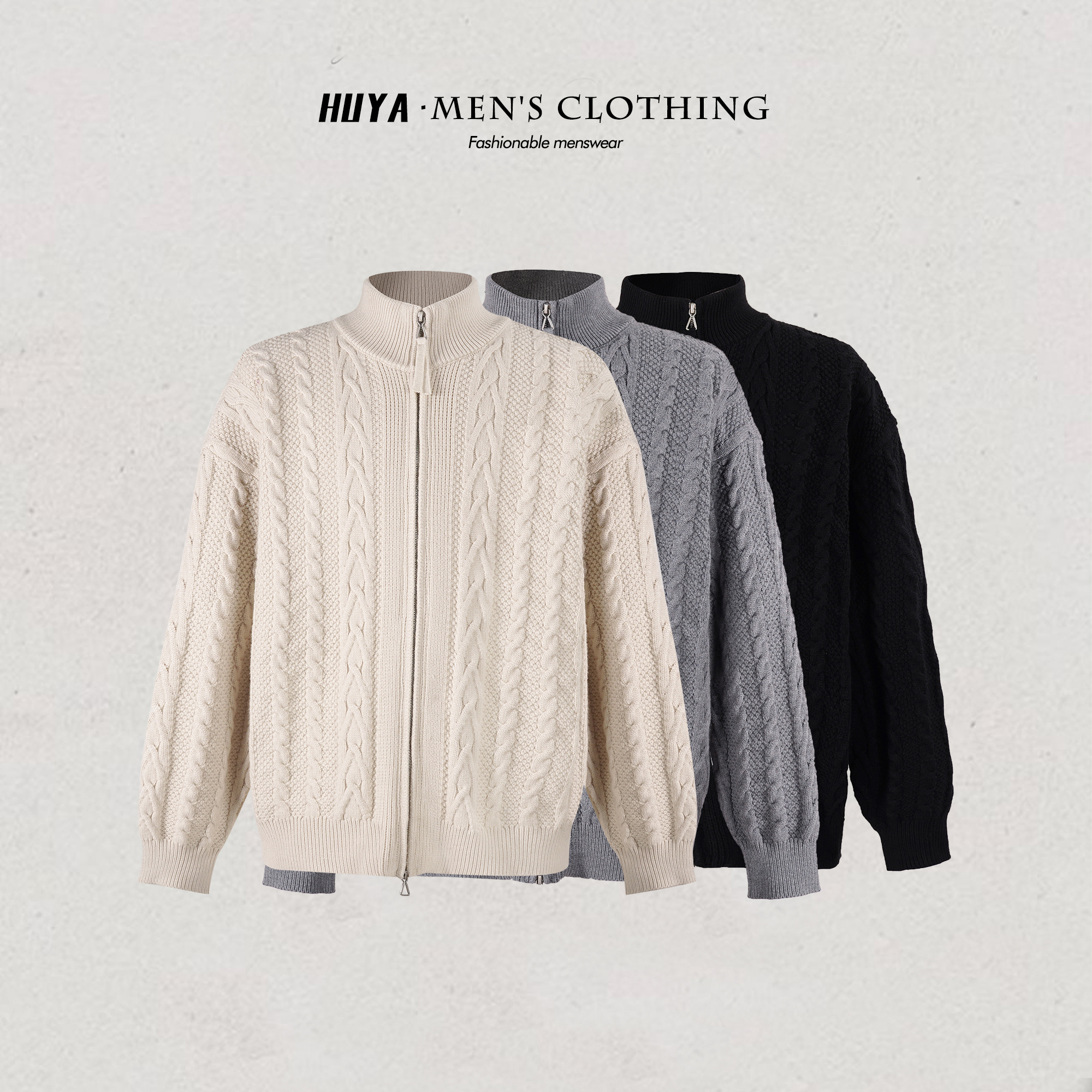 【丹丹专属】中高领针织衫男女同款开衫百搭复古韩版秋季JS51005