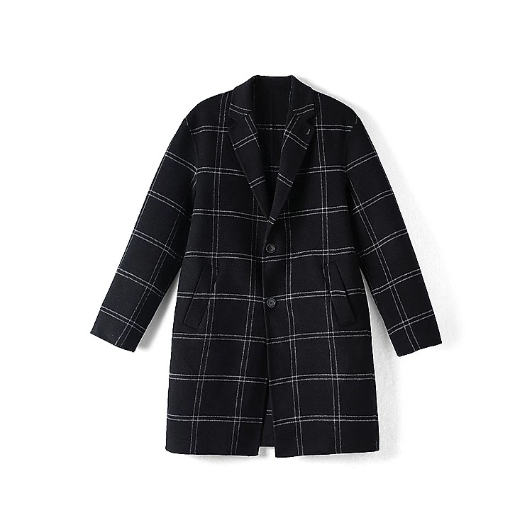 4204 鸟系列男装羊毛格子双面大衣