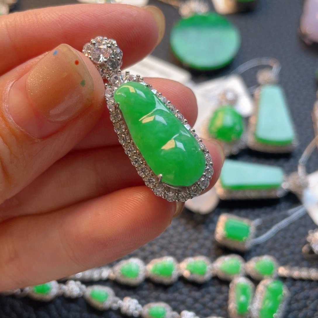 翡翠银S925镶嵌吊坠(不含链)