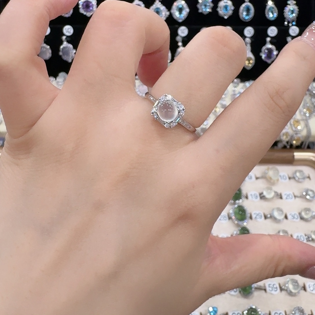 蛇纹石玉银S925镶嵌戒指