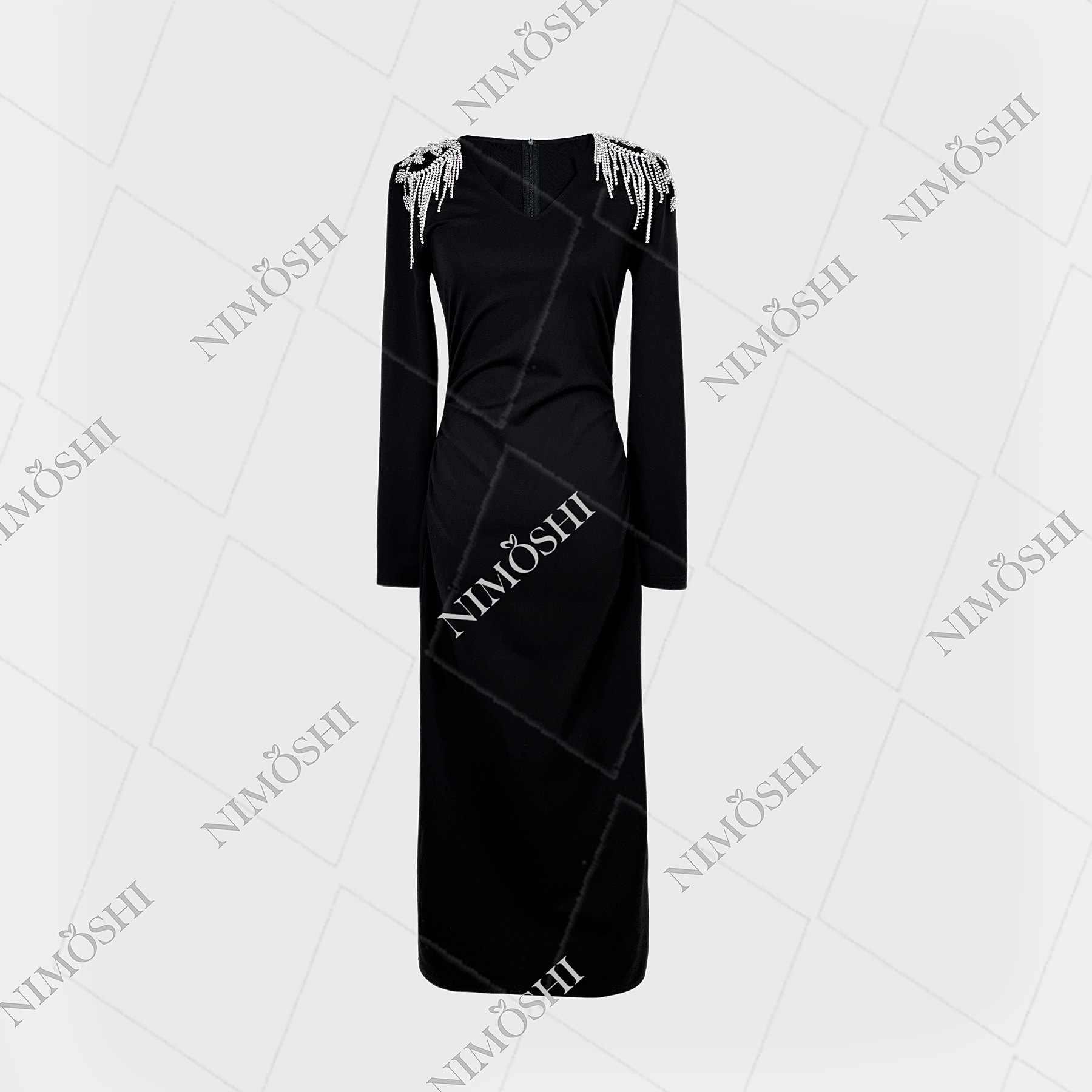 NIMOSHI【莎莎】法式高级感新款名媛气质收腰显瘦包臀长裙Q1091