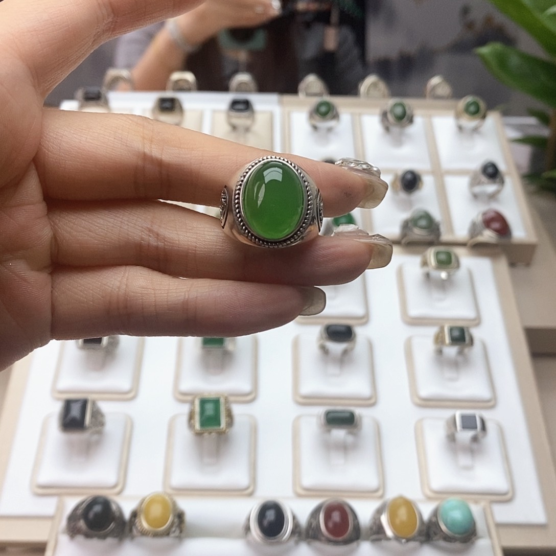 玛瑙/玉髓戒指银S925镶嵌