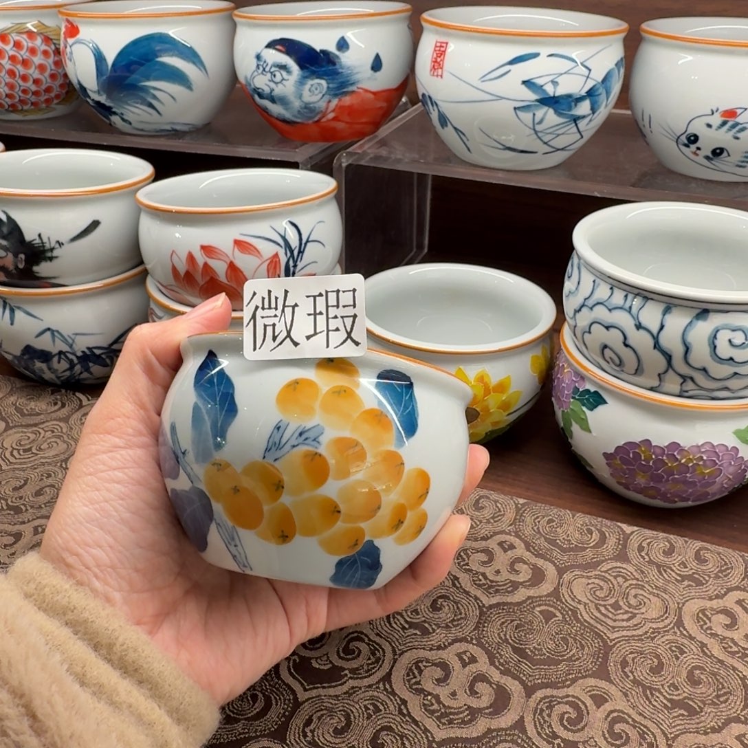 釉下手绘茶具微瑕