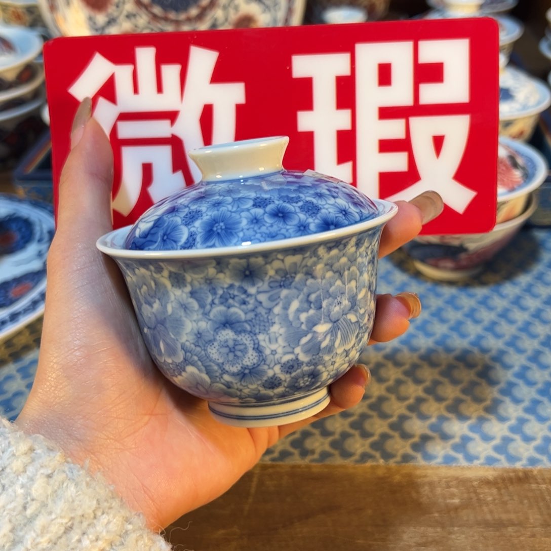 盖碗微瑕景德镇手绘陶瓷