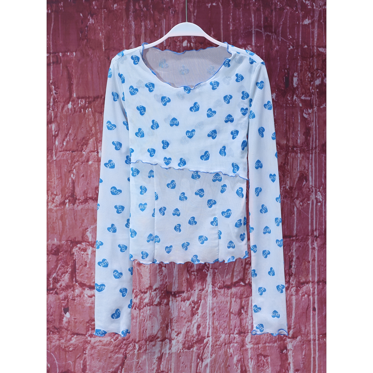 【韩哥女装】冰凉一夏 高定面料欧货月光白植绒刺绣叠层网纱衫7501