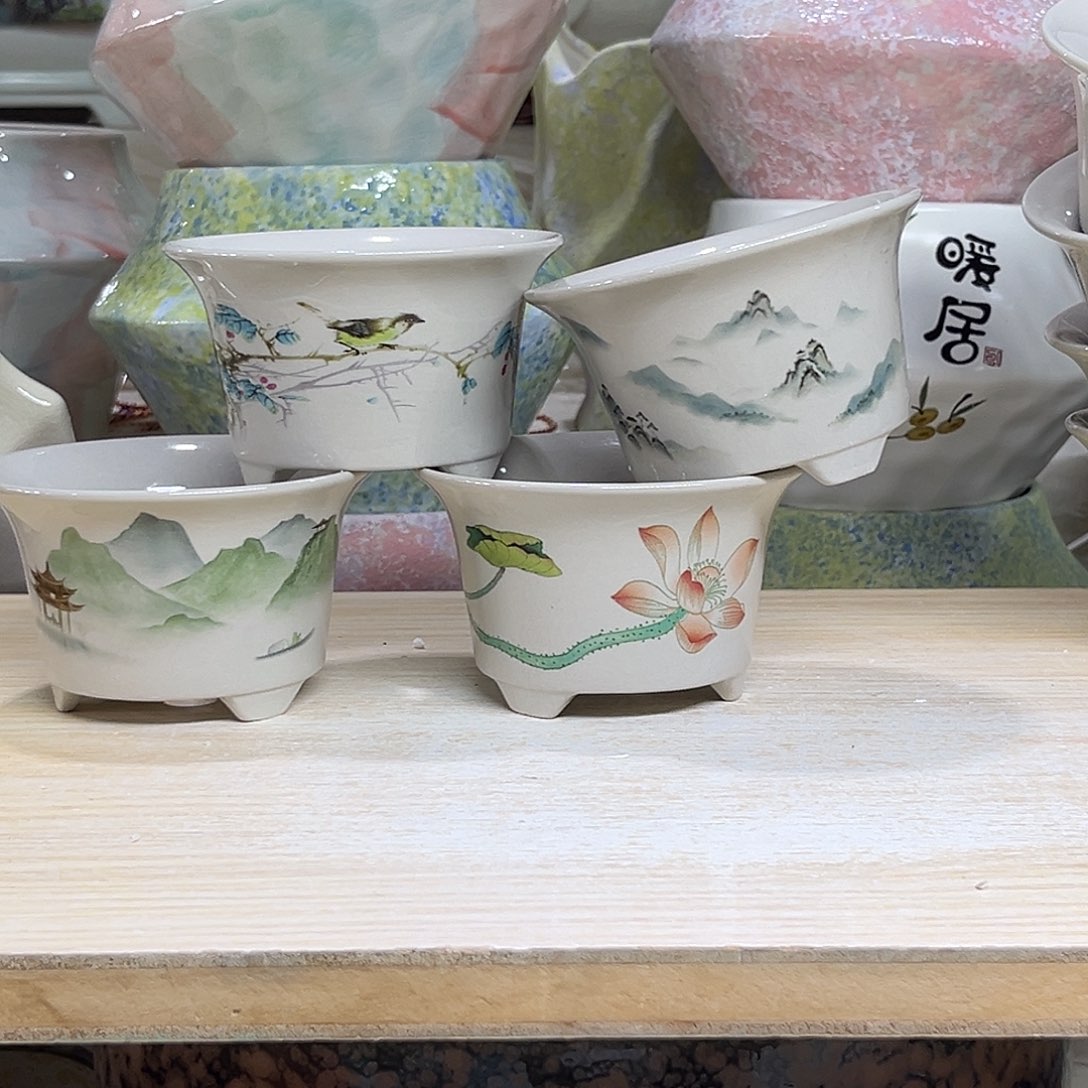 陶瓷绿植多肉微瑕花盆外口径：9.5*6