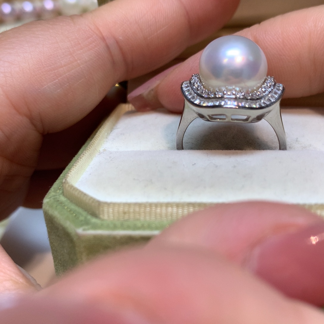 海水珍珠戒指银S925镶嵌