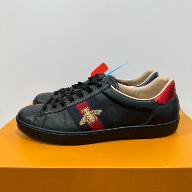 99新 GUCCI/古驰 43码 小蜜蜂黑色板鞋