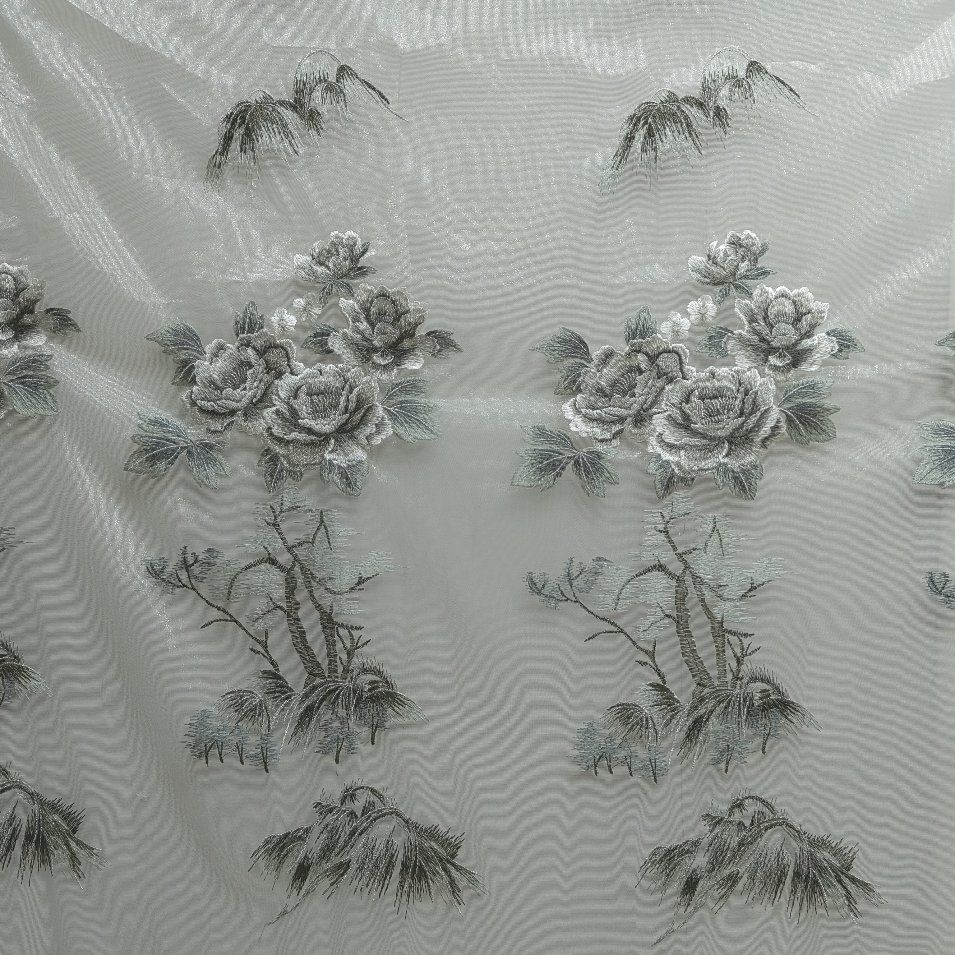 00760 挂钩款成品刺绣客厅防晒轻奢窗纱宽6米高2.7米免费对开