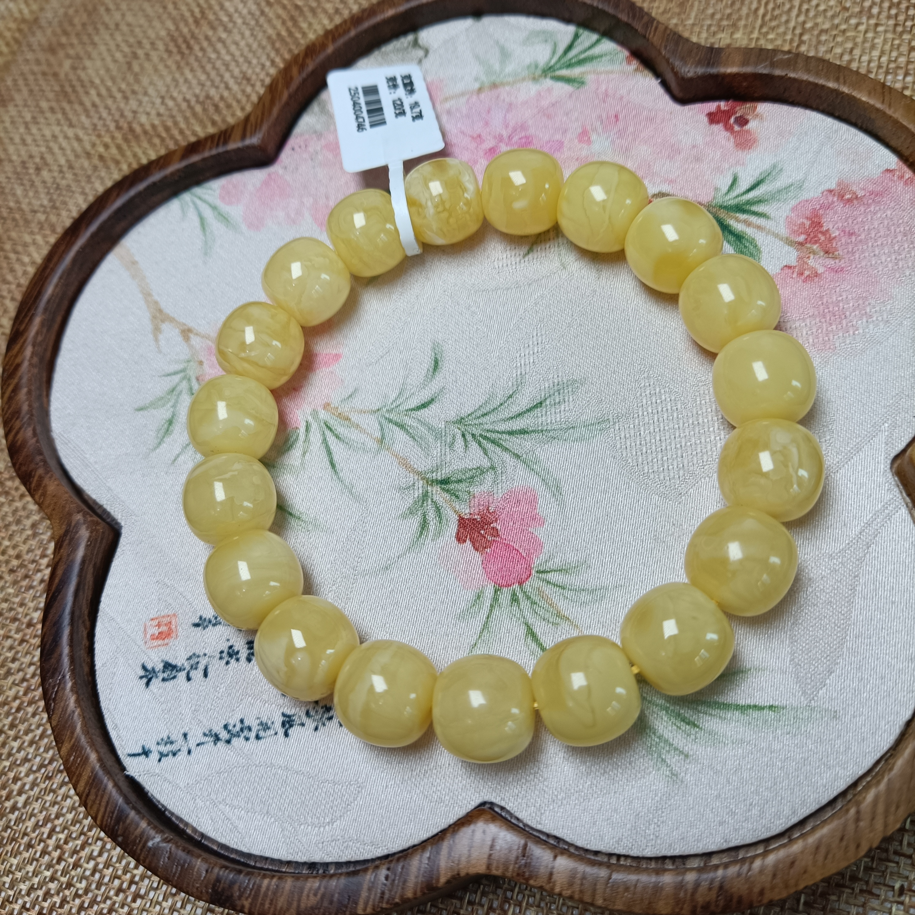 12珠径天然俄料蜜蜡浓郁老型手串~原矿无忧化~4746