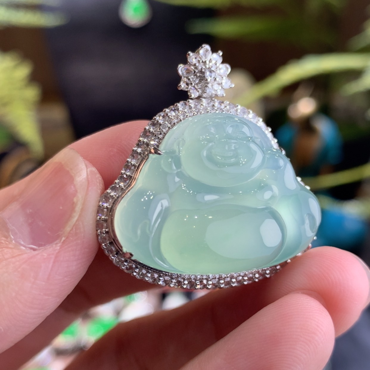 【闪购商品】翡翠颈饰18K金镶嵌佛公