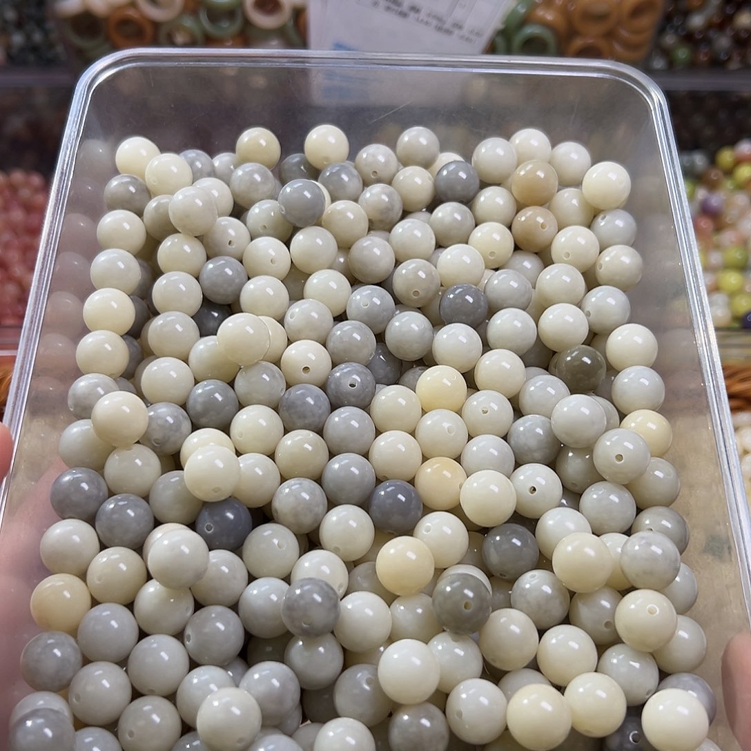 白玉菩提吊坠卡13冰飘花圆珠100颗