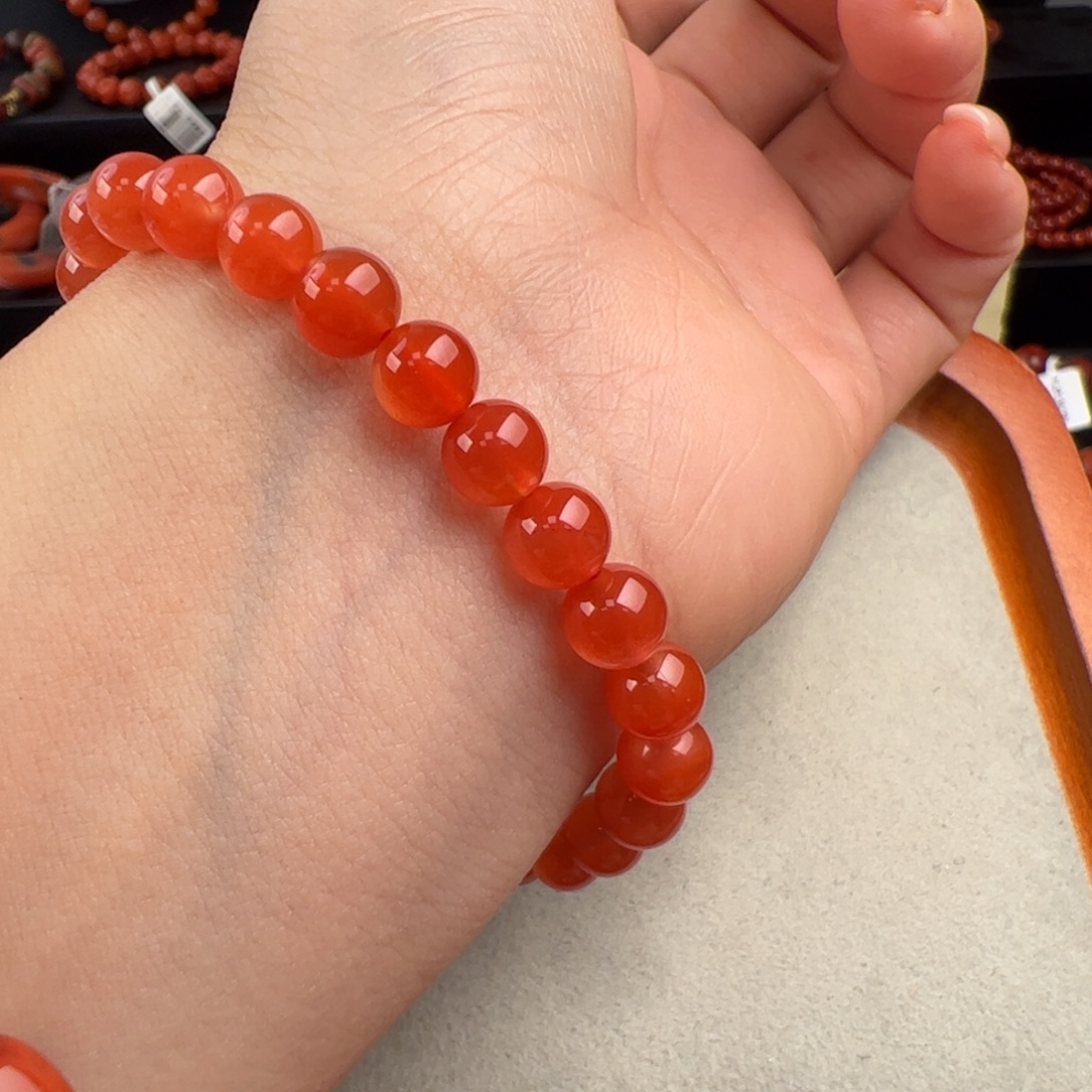 南红玛瑙未镶嵌（保山冰红手串7+）