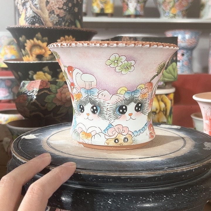 景德镇手绘花盆 满38包邮