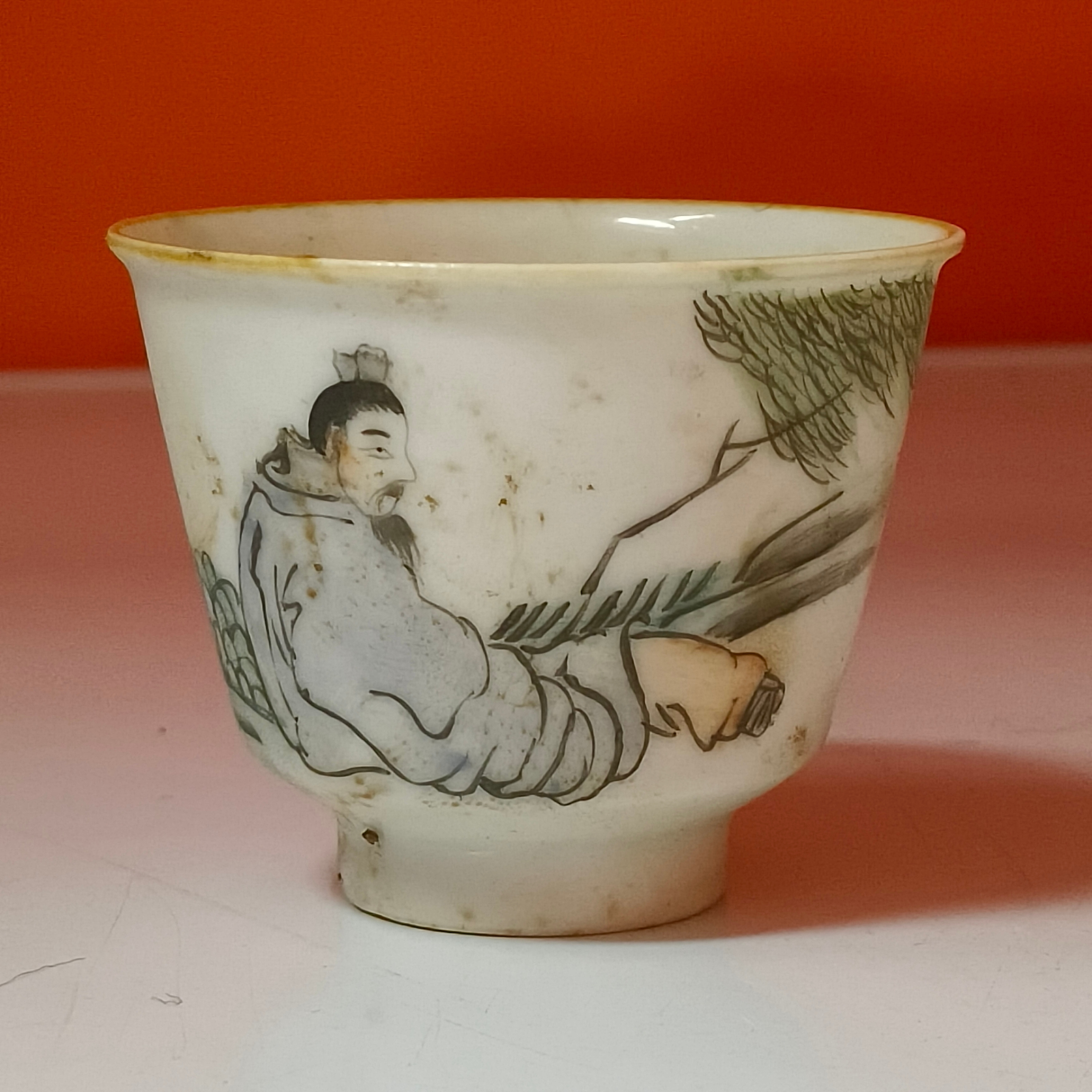 3161清晚期 浅绛彩人物故事图品茗杯
