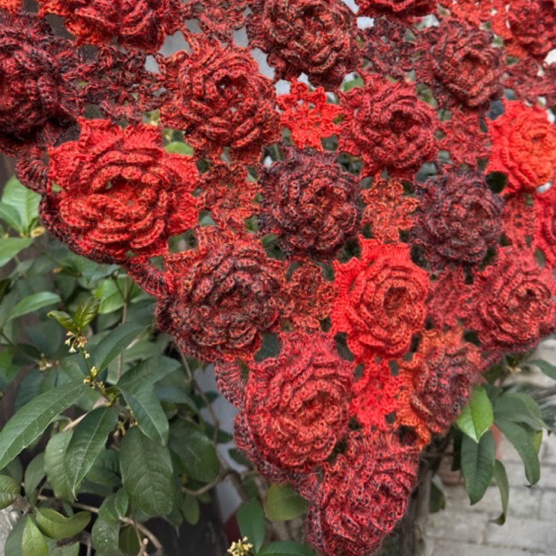 气质   三角牡丹 手工编织 毛线