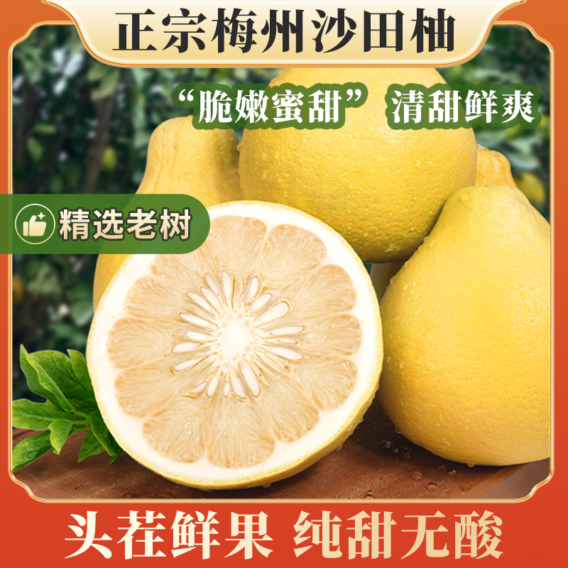 【正宗梅州金柚】纯甜无酸沙田柚农家产地直发30年老树果孕妇水果