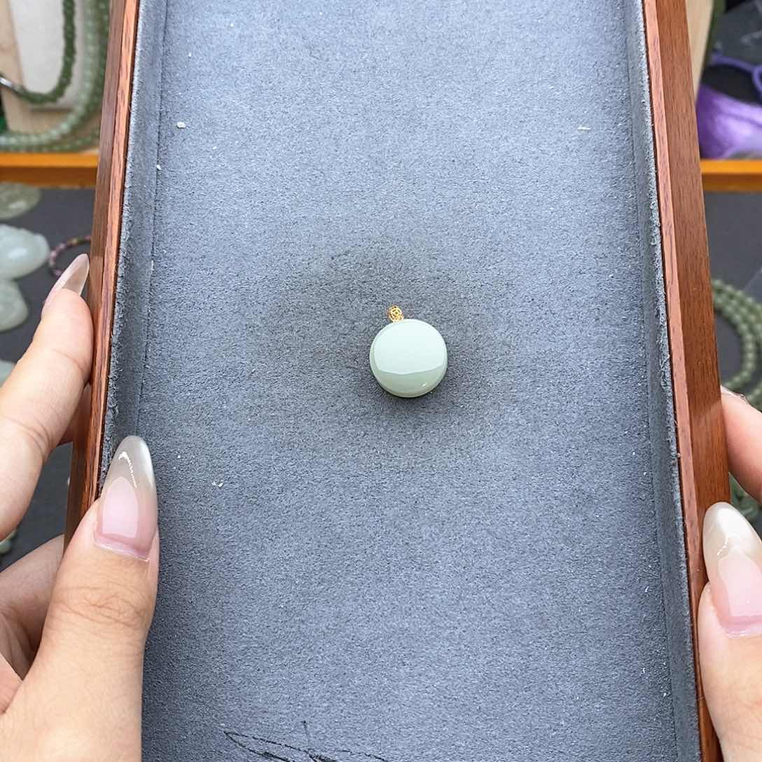 和田玉银S925镶嵌吊坠(不含链)