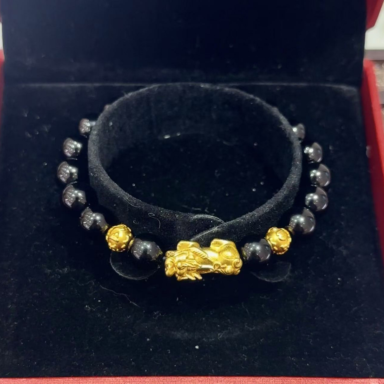足金999黑曜石貔貅链（配件）JFX1360
