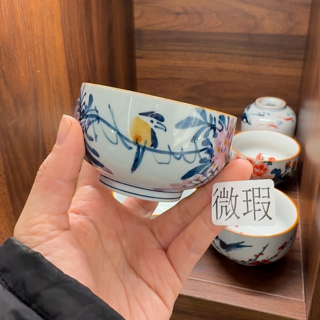 釉下手绘茶具微瑕