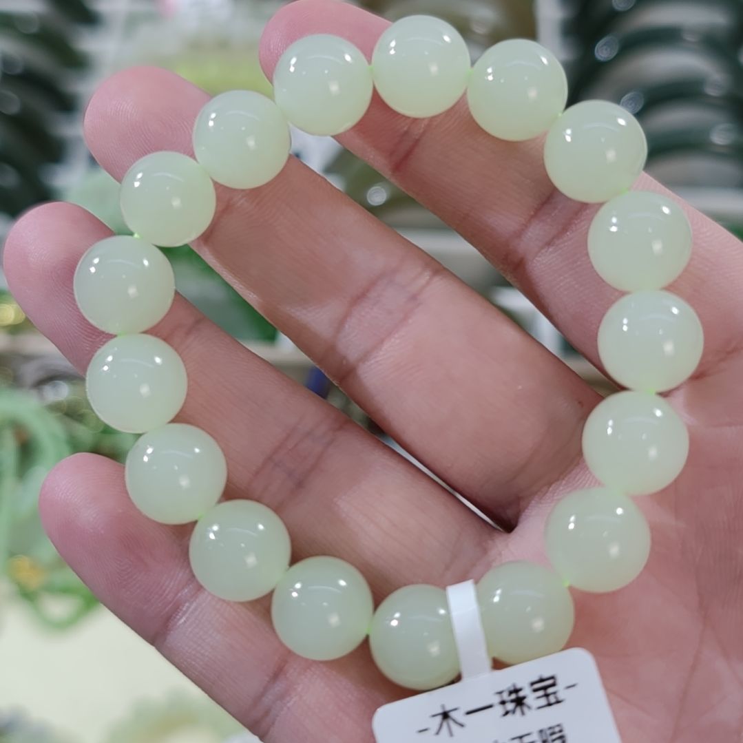 风***.和田玉未镶嵌手链卡12浅晴和田玉手串×1