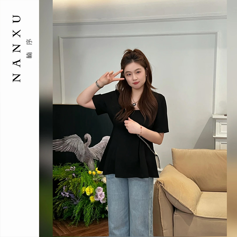 楠序源子微胖女装短袖爆款2025新款微胖显瘦上衣短袖女T恤YZ36101