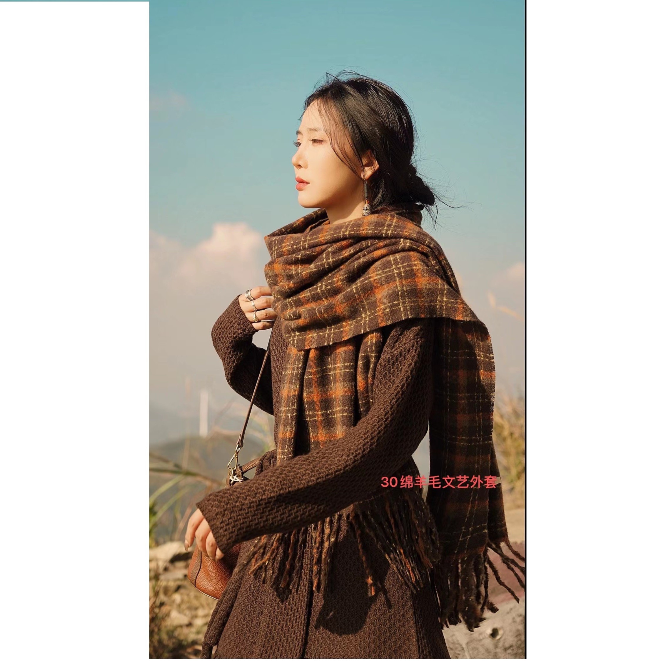 【大宝推荐】文艺范30绵羊毛厚颗粒开衫外套S2992菠萝纹XYL