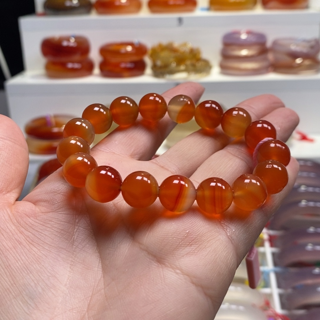 玛瑙/玉髓未镶嵌手串天然纹雾