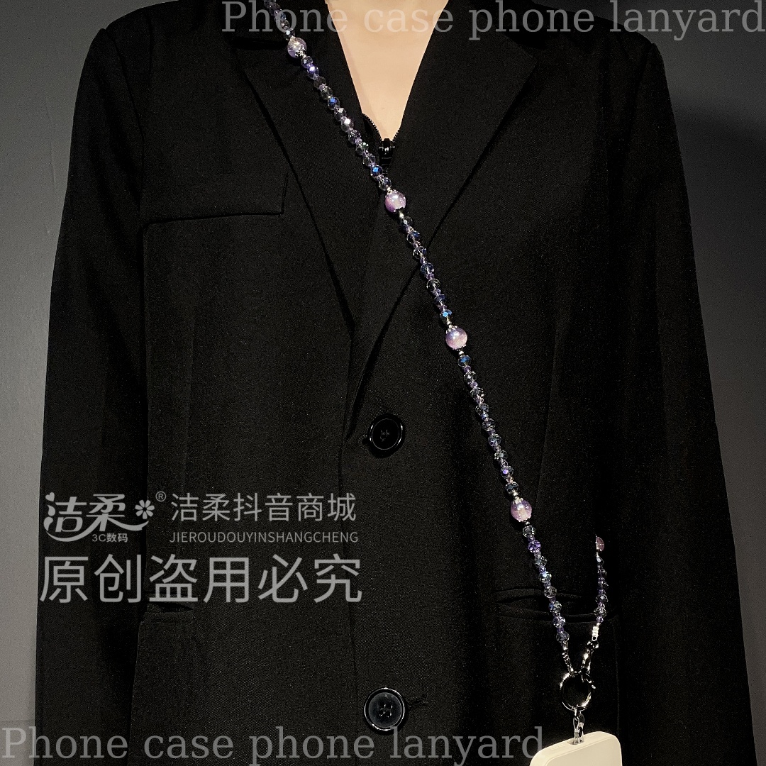 手机挂绳爆闪水晶手机链新款手机壳链条高级女相机挂链长款带垫片