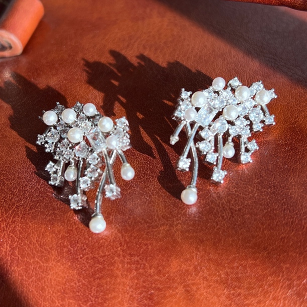 合金仿珍珠耳饰 璀璨星云耳钉气质时尚