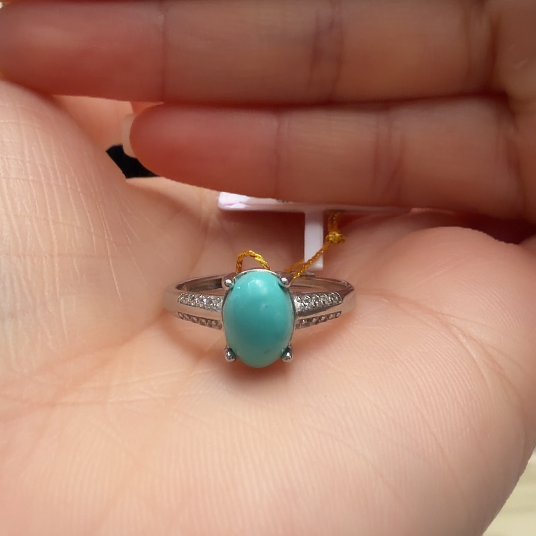 绿松石银S925镶嵌戒指