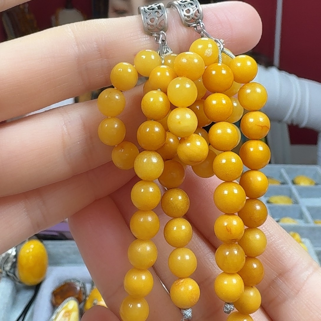 蜜蜡银S925镶嵌耳饰耳坠