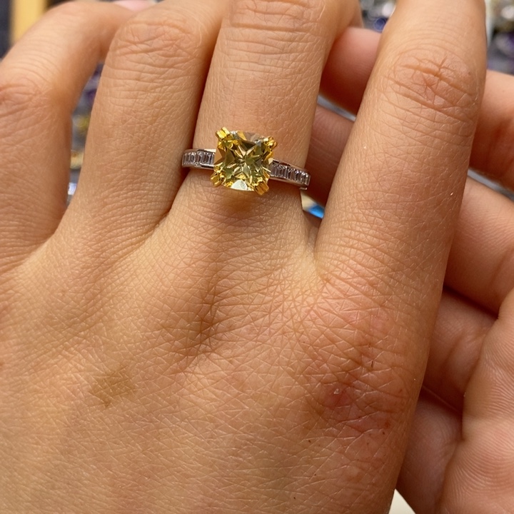 水晶戒指银S925镶嵌天然水晶戒指