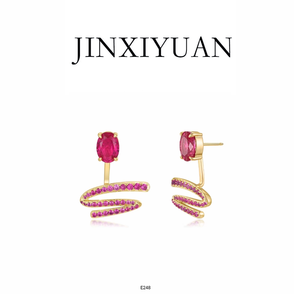 铜合金耳饰 INXIYUAN/瑾熙媛【红韵金蛇】时尚百搭轻奢风耳环E248