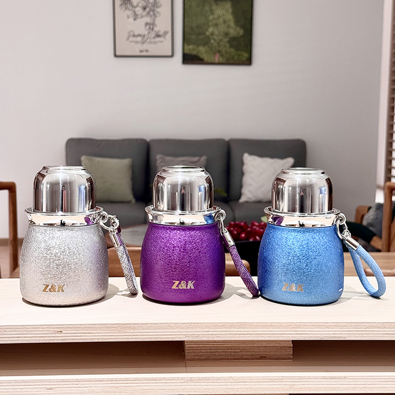 【晶晶补贴】香港Z&K品牌覆钛葫芦保温杯不锈钢镀钛提绳水杯380ML