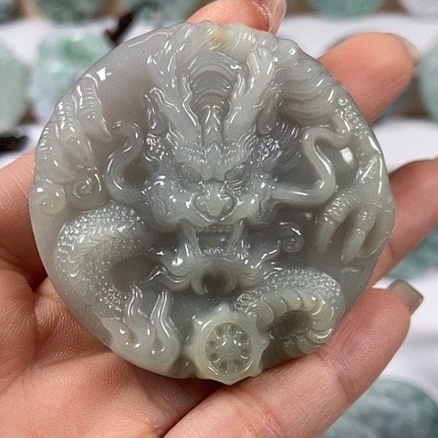 翡翠颈饰未镶嵌龙凤呈祥两面工福利