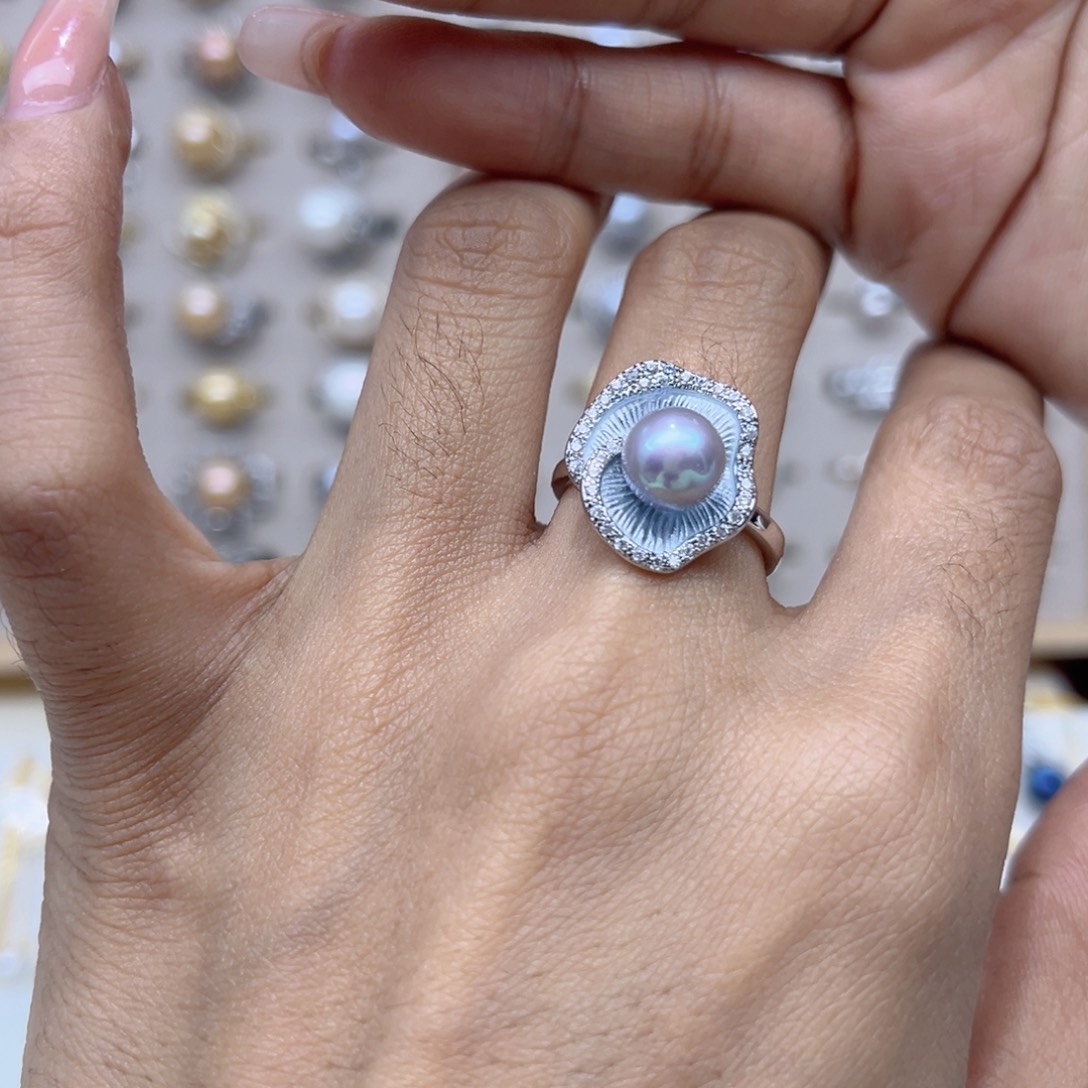 这***懒合金淡水珍珠戒指